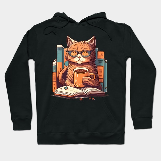 I Just Want To Drink Coffee And Reading Book - Love Pet My Cat Hoodie by Danielle Shipp